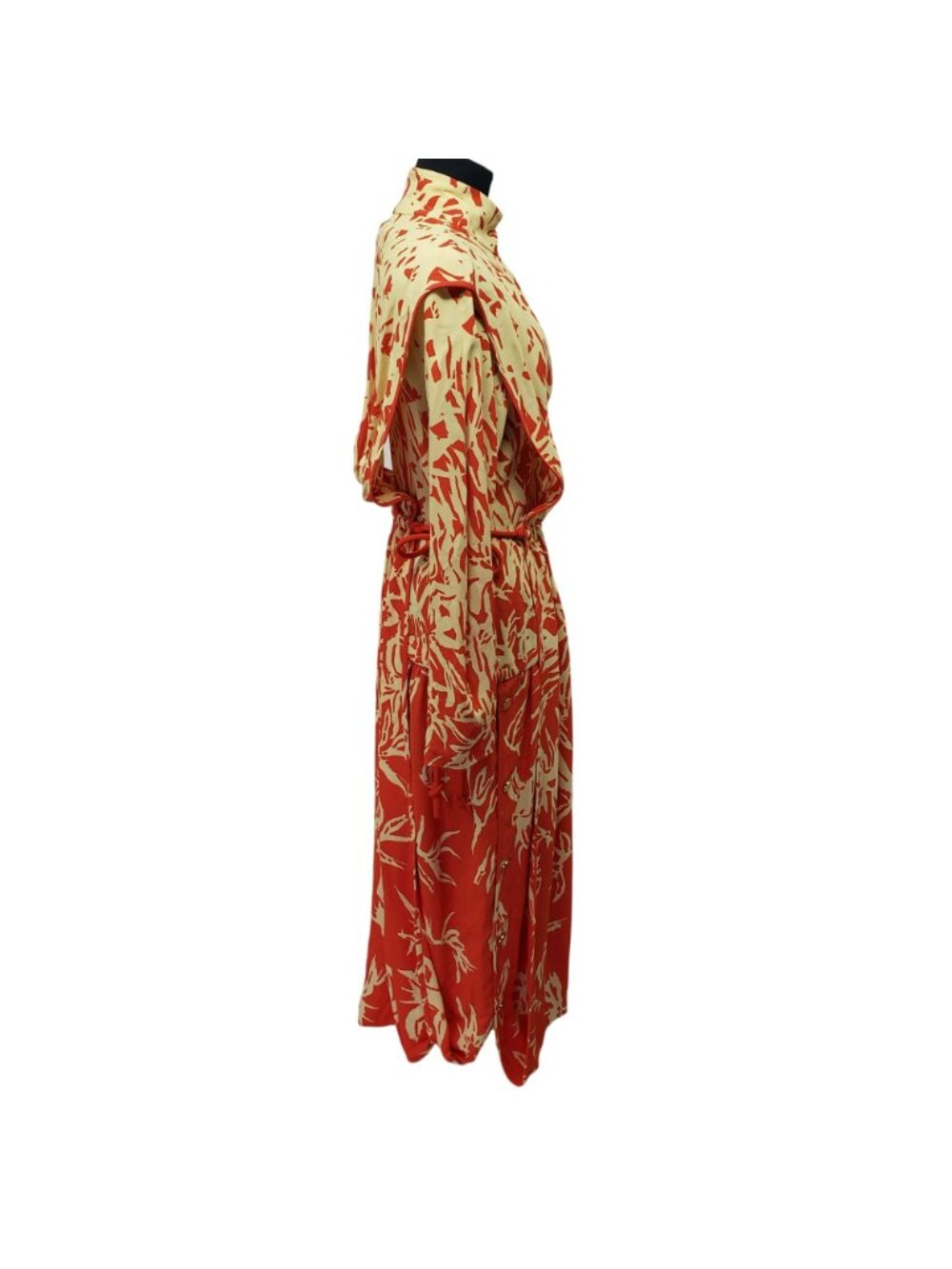 NEW Proenza Schouler $1390 Draped Floral Long Sleeve Red Yellow Maxi Dress - Picture 4 of 16